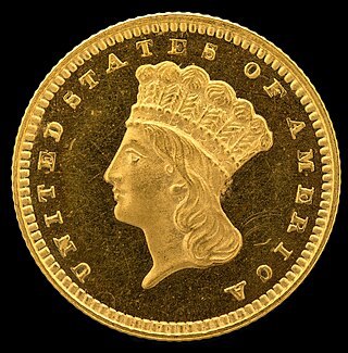 $1 Type 3, Indian Princess, Large Head Gold Dollars Obverse