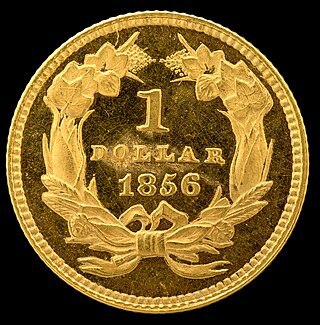 $1 Type 3, Indian Princess, Large Head Gold Dollars Reverse